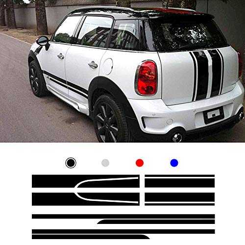 Vinilo Franja De Rayas Calcomanía Etiqueta para M INI Countryman Clubvan Clubman Paceman John Bonnet Decoración Pegatinas de Cuerpo Lateral de Coche Negro 2 Piezas