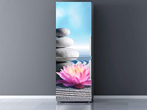Vinilo para Frigorífico Piedra Blanca, Flor de Loto y Arena Zen 185x70cm | Adhesivo Resistente y Económico | Pegatina Adhesiva Decorativa de Diseño Elegante Vinilo para Frigorífico Piedra Blanca, Flor de Loto y Arena Zen 185x70cm | Adhesivo Resistente y Económico | Pegatina Adhesiva Decorativa de Diseño Elegante