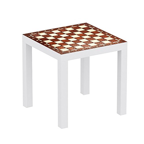 Vinilo para Mesa IKEA Lack Personalizada Tablero Ajedrez Antiguo imitación Madera | Medidas 0,55 m x 0,55 m | Vinilo Personalizado | Decoración Mobiliario | Pegatina Decorativa de Diseño Elegante