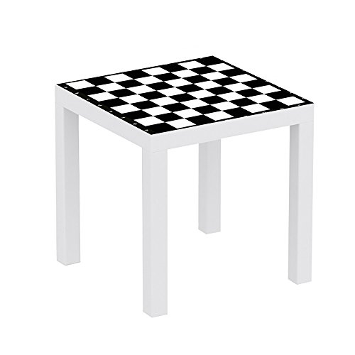 Vinilo para Mesa IKEA Lack Personalizada Tablero Ajedrez clásico Blanco y Negro | Medidas 0,55 m x 0,55 m | Vinilo Personalizado | Pegatina Decorativa de Diseño Elegante