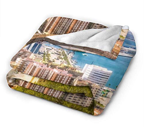 Vista aérea de Málaga con la plaza de toros y el puerto España Ciudad europea tradicional Franela de felpa Suave manta de tiro Manta de cama de lujo acogedora súper suave negra Microfibra 50 "x40" Vista aérea de Málaga con la plaza de toros y el puerto España Ciudad europea tradicional Franela de felpa Suave manta de tiro Manta de cama de lujo acogedora súper suave negra Microfibra 50 "x40"