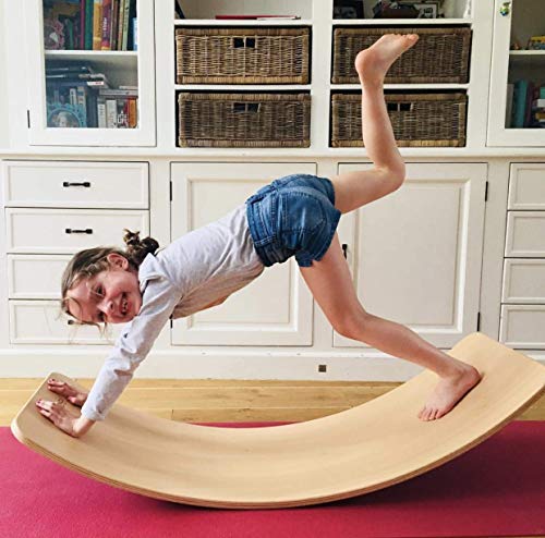 VISTANIA Tabla de Equilibrio de Madera para niños | Tablero De Madera Montessori | Columpio Curvado Curvado | Tablero de bamboleo