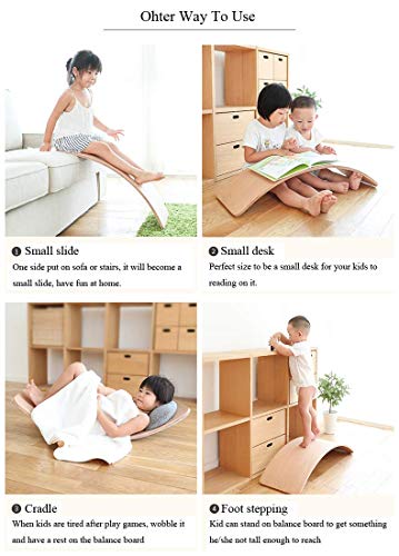 VISTANIA Tabla de Equilibrio de Madera para niños | Tablero De Madera Montessori | Columpio Curvado Curvado | Tablero de bamboleo VISTANIA Tabla de Equilibrio de Madera para niños | Tablero De Madera Montessori | Columpio Curvado Curvado | Tablero de bamboleo