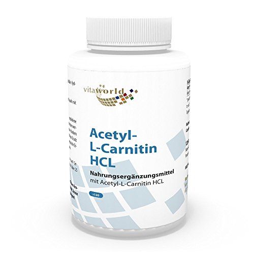 Vita World Acetil Carnitina 1000mg por cápsula 120 cápsulas de alta biodisponibilidad Made in Germany