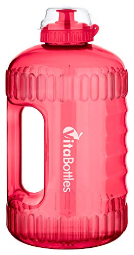 VitaBottles Gimnasio Fitness Botella para Beber 2.2 litros XXXL Libre de BPA Libre de DHEP Rojo Deportes Botella para Beber Contenedor de Agua Galón de Agua