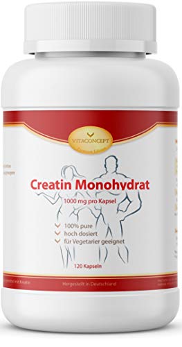 VITACONCEPT Creatin Monohydrat - 120 cápsulas monohidrato de creatina - 1000mg por cápsula - Para el desarrollo muscular VITACONCEPT Creatin Monohydrat - 120 cápsulas monohidrato de creatina - 1000mg por cápsula - Para el desarrollo muscular