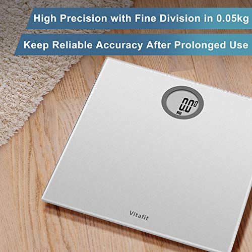 Vitafit Báscula de Baño Digital de Alta Medición Precisa 180kg/400lbs con Tecnología Step-On,Pantalla LCD, Elegante Plata Vitafit Báscula de Baño Digital de Alta Medición Precisa 180kg/400lbs con Tecnología Step-On,Pantalla LCD, Elegante Plata