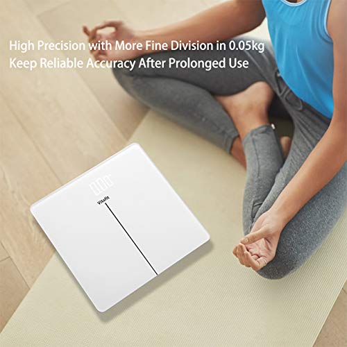 Vitafit Báscula de Baño Digital de Alta Medición Precisa con Tecnología Step-On,Pantalla LED, 5kg-180kg,Elegante Blanco