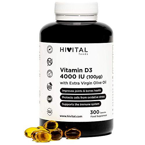 Vitamina D3 4000 UI | 300 perlas para 10 meses | Vitamina D Natural Colecalciferol con Aceite de Oliva Virgen Extra | Mantiene las articulaciones y huesos sanos, y mejora el sistema inmunológico Vitamina D3 4000 UI | 300 perlas para 10 meses | Vitamina D Natural Colecalciferol con Aceite de Oliva Virgen Extra | Mantiene las articulaciones y huesos sanos, y mejora el sistema inmunológico