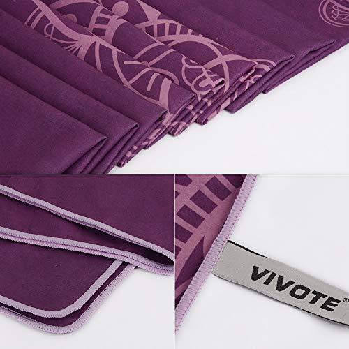 VIVOTE Juego de Toallas de Yoga de Microfibra, Toalla de esterilla de yoga de 183x66 CM, Toalla de Mano de 91x30 CM, Bolsillos de Esquina Antideslizantes, Peso Ligero, Toalla de Sudor (Mandala Morado) VIVOTE Juego de Toallas de Yoga de Microfibra, Toalla de esterilla de yoga de 183x66 CM, Toalla de Mano de 91x30 CM, Bolsillos de Esquina Antideslizantes, Peso Ligero, Toalla de Sudor (Mandala Morado)