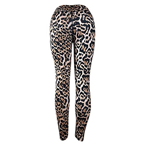 VJGOAL Moda Casual de Las Mujeres de Cintura Alta Sexy Leopardo Imprimir Yoga Pantalones Leggings Deportes Gimnasio Correr Fitness Pantalones Elasticidad Pantalones de chándal(Large,Amarillo)