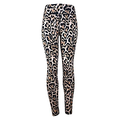 VJGOAL Moda Casual de Las Mujeres de Cintura Alta Sexy Leopardo Imprimir Yoga Pantalones Leggings Deportes Gimnasio Correr Fitness Pantalones Elasticidad Pantalones de chándal(Medium,Amarillo)