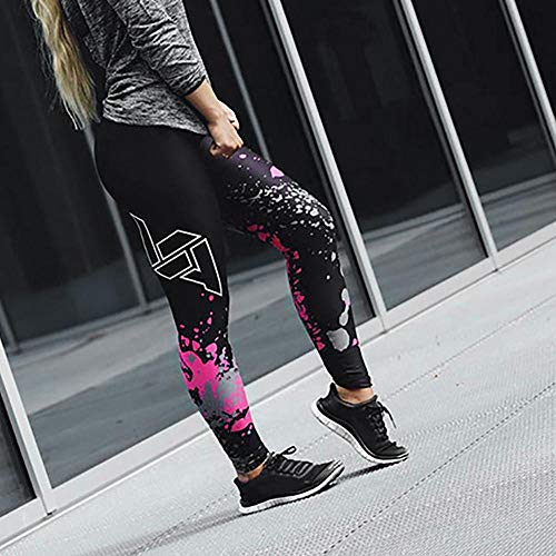VJGOAL Moda Casual para Mujer Leggings Gimnasio Deportes Gimnasio Correr Pilates Pantalones de Yoga Alta Elasticidad Pantalones de chándal Transpirables(Large,Negro)