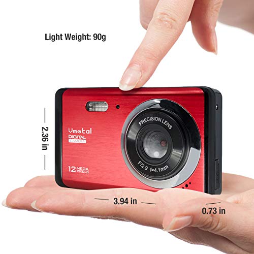 Vmotal GDC80X2 Mini cámara Digital compacta 12 MP HD 2,8" TFT LCD para niños/Principiantes/Ancianos (Rojo & Negro)