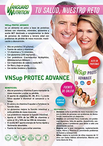 VNSup - Protec Advance | Suplemento Alimentario Batido de Proteínas Lácteas con Vitaminas Minerales Probioticos Glutamina y Aceite MCT, Sabor Vainilla