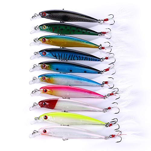 VOANZO 10PCS Cebo de simulación láser 3D Minnow Artificial señuelos de Pesca cebos, plástico Aparejos de Pesca bajo, Cebo Duro Cebo de Pesca Realista Cebo de Pesca