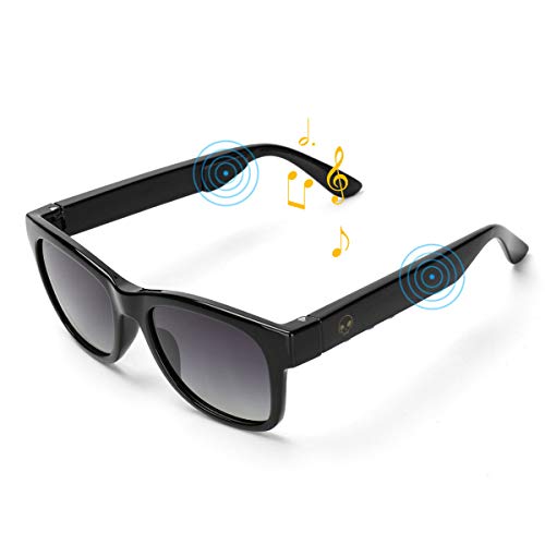 VocalSkull Grey Gafas para Juegos Auriculares Bluetooth de Conducción ósea Gafas de Sol de Audio Inalámbrico Marco Esmerilado para Mujeres y Hombres