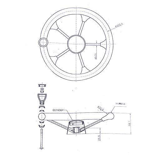 Volante De Espuma Marina Reemplazo Universal 5 Radios Eje De 3/4 '' 13.5 Pulgadas Para Barco Marino Con Perillas De Agarre Para Yate Pontón Barco Lancha Rápida