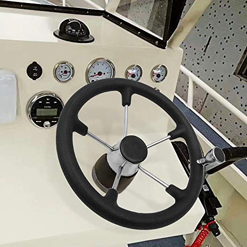 Volante De Espuma Marina Reemplazo Universal 5 Radios Eje De 3/4 '' 13.5 Pulgadas Para Barco Marino Con Perillas De Agarre Para Yate Pontón Barco Lancha Rápida