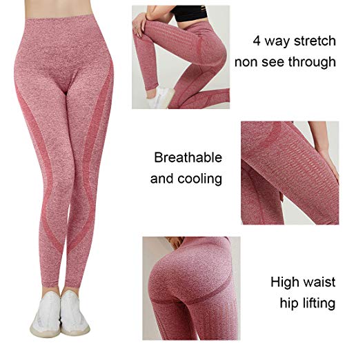 Voqeen Mujer Pantalones De Yoga Deportivos Leggings Alta Cintura Adelgazantes Elásticos y Transpirable secado rápido Fitness Jogging Leggins