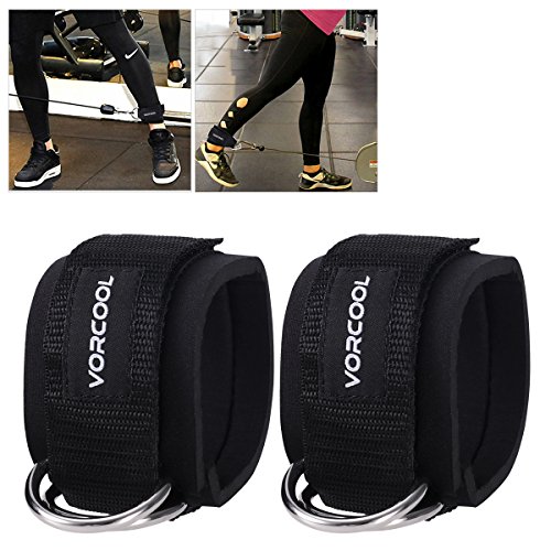 VORCOOL 2 Piezas Fitness Banda de Resistencia con Correas para el Tobillo con Bolsa de Almacenamiento, Correa Acolchada para Levantamiento de Pesas, Piernas, Abdominales y Ejercicios de Glúteos