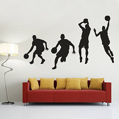 VOSAREA Jugadores de Baloncesto Etiqueta de la Pared Vinilo removible Inspiración Decoración de la Pared Arte de la Pared para la Sala de Clase - Negro