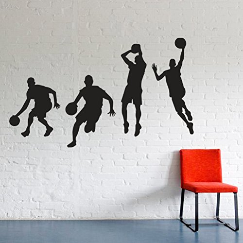 VOSAREA Jugadores de Baloncesto Etiqueta de la Pared Vinilo removible Inspiración Decoración de la Pared Arte de la Pared para la Sala de Clase - Negro