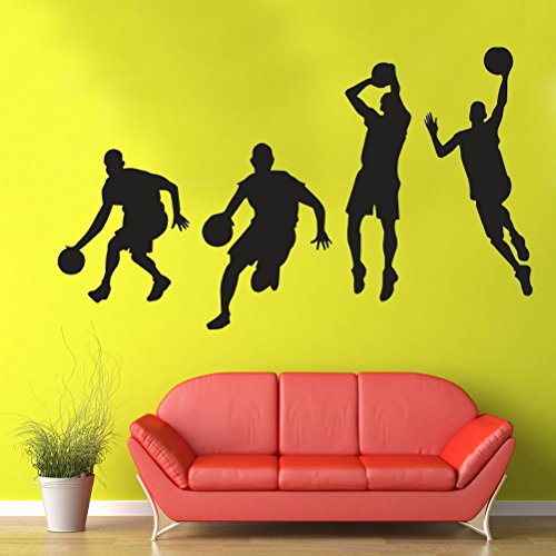 VOSAREA Jugadores de Baloncesto Etiqueta de la Pared Vinilo removible Inspiración Decoración de la Pared Arte de la Pared para la Sala de Clase - Negro