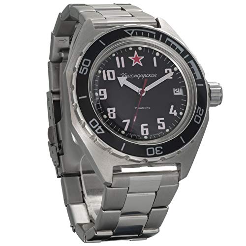 Vostok Komandirskie reloj de pulsera militar ruso automático WR 200m #02-65 caso Vostok Komandirskie reloj de pulsera militar ruso automático WR 200m #02-65 caso