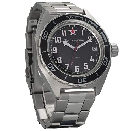 Vostok Komandirskie reloj de pulsera militar ruso automático WR 200m #02-65 caso