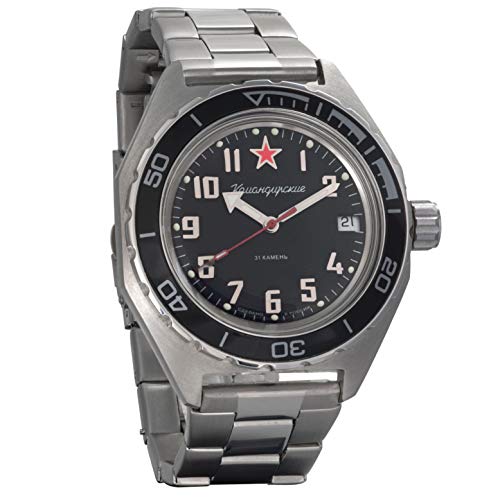Vostok Komandirskie reloj de pulsera militar ruso automático WR 200m #02-65 caso Vostok Komandirskie reloj de pulsera militar ruso automático WR 200m #02-65 caso