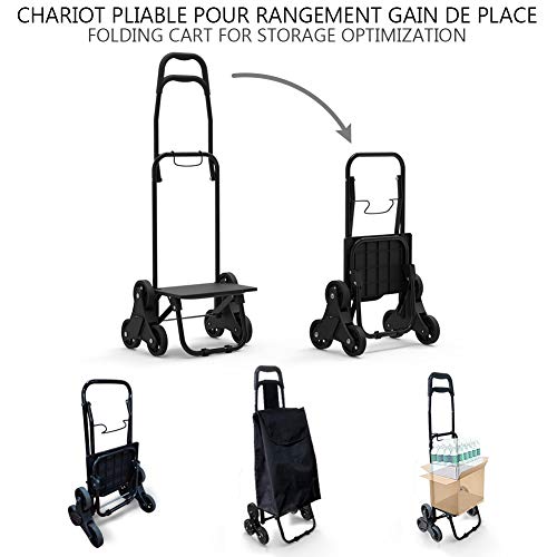 VOUNOT Carro de la Compra Plegable con 6 Ruedas, para Subir Escaleras, Bolsa Impermeable de 35 L, Negro VOUNOT Carro de la Compra Plegable con 6 Ruedas, para Subir Escaleras, Bolsa Impermeable de 35 L, Negro
