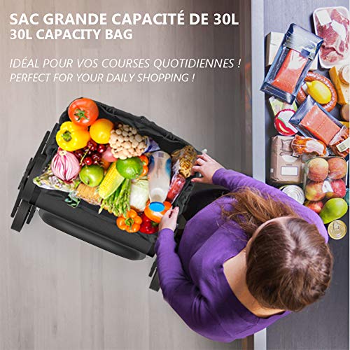 VOUNOT Carro de la Compra Plegable con 6 Ruedas, para Subir Escaleras, Bolsa Impermeable de 35 L, Negro VOUNOT Carro de la Compra Plegable con 6 Ruedas, para Subir Escaleras, Bolsa Impermeable de 35 L, Negro