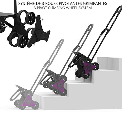 VOUNOT Carro de la Compra Plegable con 6 Ruedas, para Subir Escaleras, Bolsa Impermeable de 35 L, Negro VOUNOT Carro de la Compra Plegable con 6 Ruedas, para Subir Escaleras, Bolsa Impermeable de 35 L, Negro