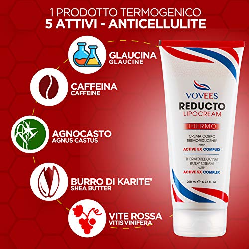 VOVEES Reducto Lipocream - Crema termogénica anticelulítica - Quemador de grasa y adelgazante - 200ml VOVEES Reducto Lipocream - Crema termogénica anticelulítica - Quemador de grasa y adelgazante - 200ml