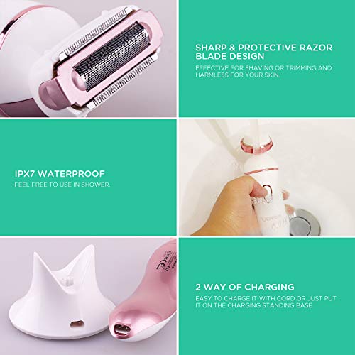 VOYOR Afeitadora Mujer Femenina Recortadora Electrica Bikini Rasuradora Mujer Depiladora para Facial Piernas y Axilas, la Línea del Bikini ES400 VOYOR Afeitadora Mujer Femenina Recortadora Electrica Bikini Rasuradora Mujer Depiladora para Facial Piernas y Axilas, la Línea del Bikini ES400