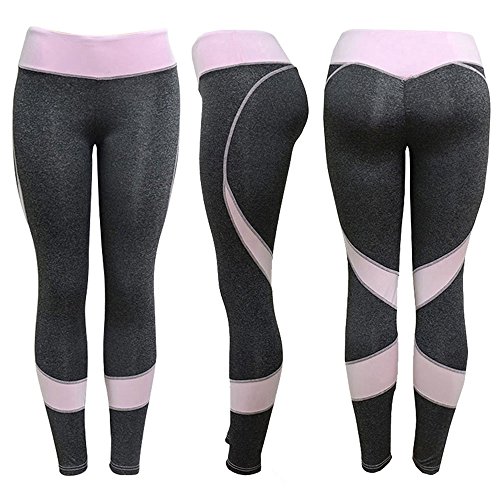 VPASS Mujer Pantalones,Elásticos Arbol Impresión Pantalones de Yoga Mujer Fitness Mallas Gym Yoga Slim Fit Pantalones Largos Pantalones Leggings Cintura Alta Deportivos Running Pantalon (Rose, S)