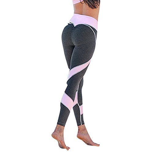 VPASS Mujer Pantalones,Elásticos Arbol Impresión Pantalones de Yoga Mujer Fitness Mallas Gym Yoga Slim Fit Pantalones Largos Pantalones Leggings Cintura Alta Deportivos Running Pantalon (Rose, S)