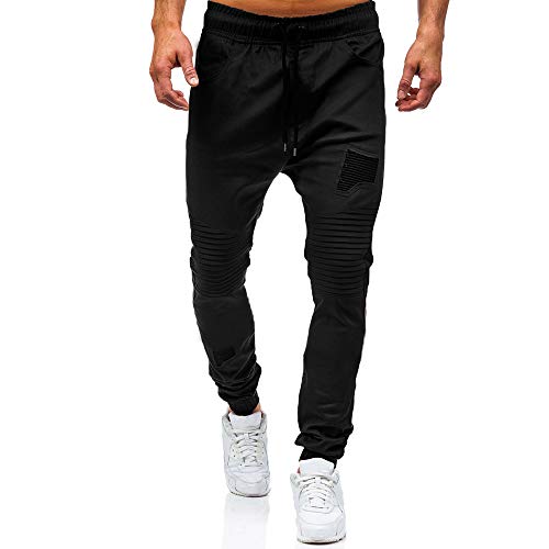 VPASS Pantalones para Hombre,Cintura Ajustable por Cordón y Bolsillos Pantalones Moda Pop Casuales Chándal de Hombres Jogging Pants Trend Largo Pantalones