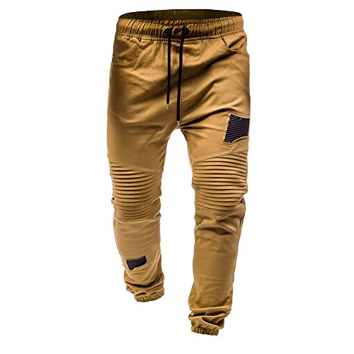 VPASS Pantalones para Hombre,Cintura Ajustable por Cordón y Bolsillos Pantalones Moda Pop Casuales Chándal de Hombres Jogging Pants Trend Largo Pantalones