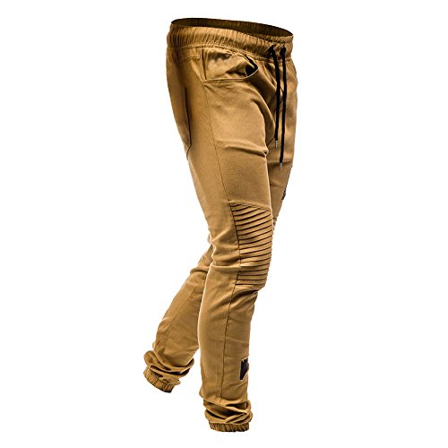 VPASS Pantalones para Hombre,Cintura Ajustable por Cordón y Bolsillos Pantalones Moda Pop Casuales Chándal de Hombres Jogging Pants Trend Largo Pantalones