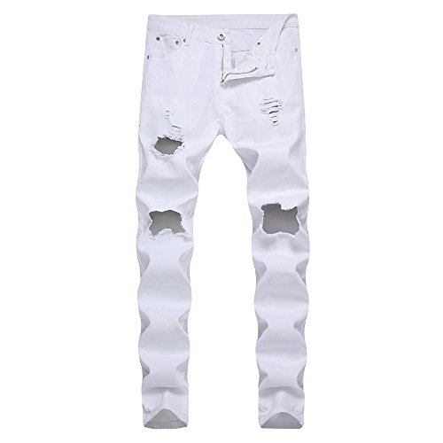 VPASS Pantalones Vaqueros para Hombre,Pantalones Casuales Moda Jeans Rotos Trend Largo Pantalones Pants Skinny Pantalon Fitness Jeans Largos Pantalones Ropa de Hombre