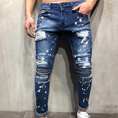 VPASS Pantalones Vaqueros para Hombre,Pantalones Casuales Moda Jeans Sueltos Ocasionales Elásticos Pantalon Fitness Pants Largos Pantalones Ropa de Hombre