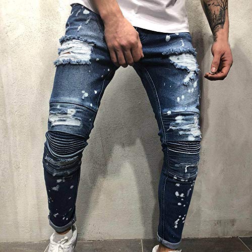 VPASS Pantalones Vaqueros para Hombre,Pantalones Casuales Moda Jeans Sueltos Ocasionales Elásticos Pantalon Fitness Pants Largos Pantalones Ropa de Hombre