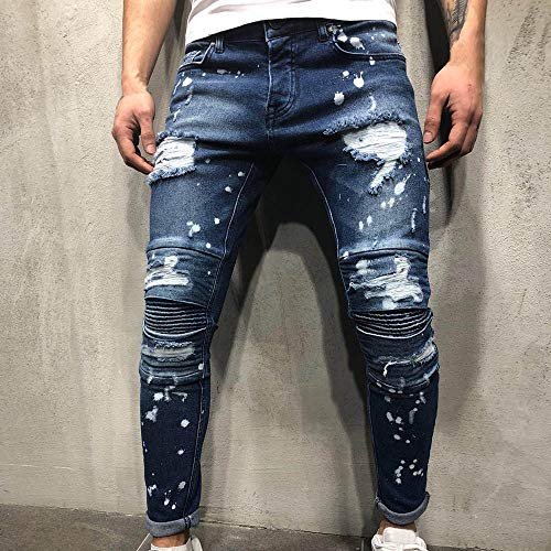 VPASS Pantalones Vaqueros para Hombre,Pantalones Casuales Moda Jeans Sueltos Ocasionales Elásticos Pantalon Fitness Pants Largos Pantalones Ropa de Hombre