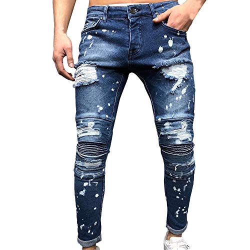 VPASS Pantalones Vaqueros para Hombre,Pantalones Casuales Moda Jeans Sueltos Ocasionales Elásticos Pantalon Fitness Pants Largos Pantalones Ropa de Hombre