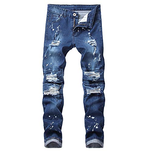 VPASS Pantalones Vaqueros para Hombre,Pantalones Casuales Moda Jeans Sueltos Ocasionales Elásticos Pantalon Fitness Pants Largos Pantalones Ropa de Hombre