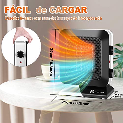 VPCOK Calefactor Ceramico Bajo Consumo Calefactor de Aire Caliente, 3 Modos, Termostato Regulable, Calefactor Baño Bajo Consumo, PTC Elemento de Cerámica VPCOK Calefactor Ceramico Bajo Consumo Calefactor de Aire Caliente, 3 Modos, Termostato Regulable, Calefactor Baño Bajo Consumo, PTC Elemento de Cerámica
