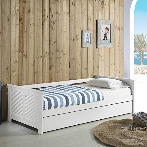 VS Venta-stock Cama Nido Juvenil Camila 90X190, Color Blanco, Dimensiones: 199cm (Largo), 105cm (Ancho) y 62cm (Alto)