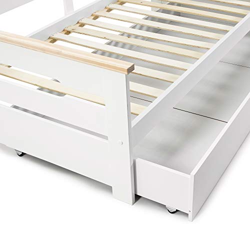 VS Venta-stock Cama Nido Juvenil Claudia 90X190, Color Blanco, Dimensiones: 200cm (Largo), 105cm (Ancho) y 62cm (Alto) VS Venta-stock Cama Nido Juvenil Claudia 90X190, Color Blanco, Dimensiones: 200cm (Largo), 105cm (Ancho) y 62cm (Alto)